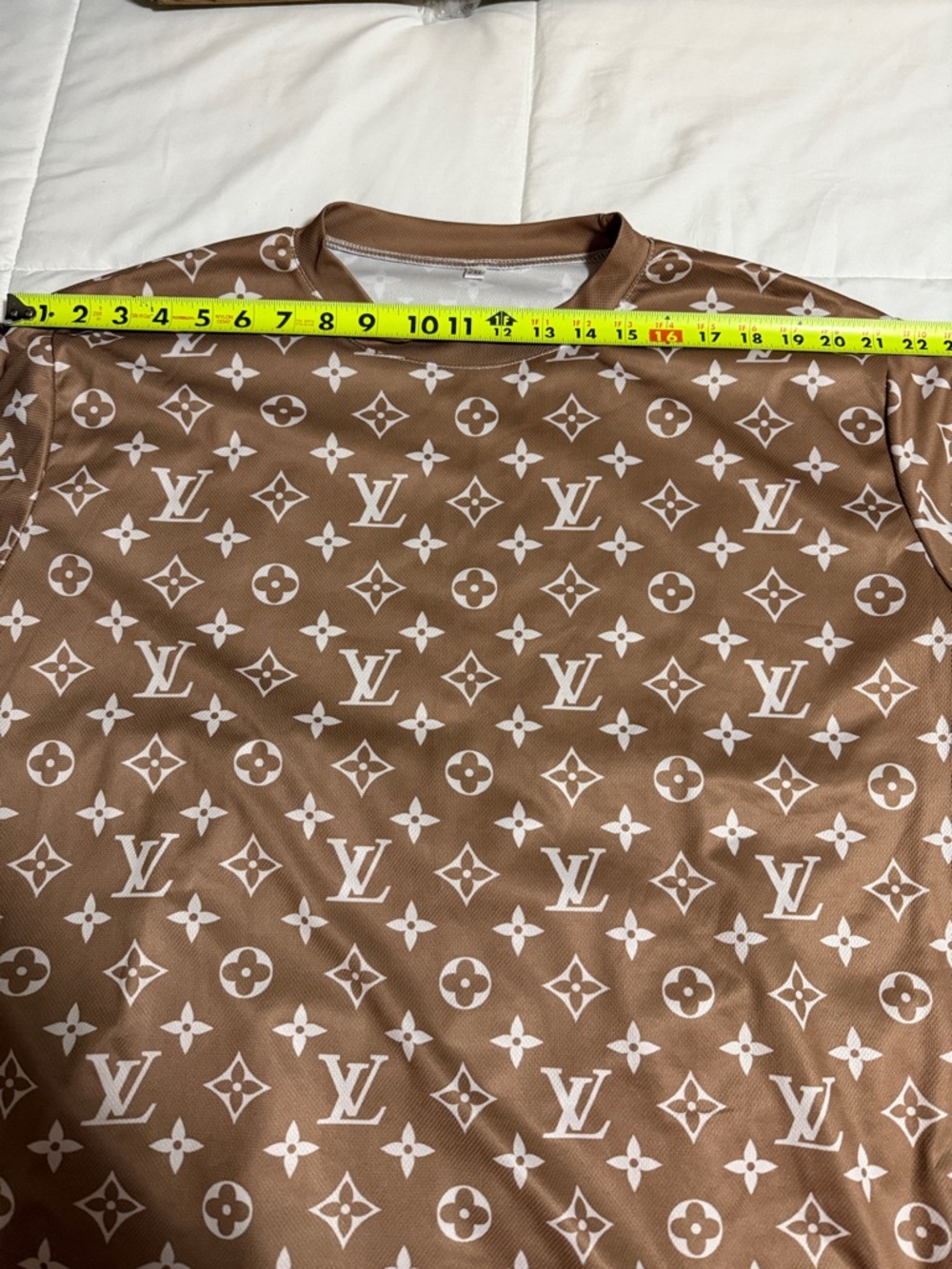 Luxury-Inspired Brown Monogram Short Sleeve Shirt - Picture 2 of 4